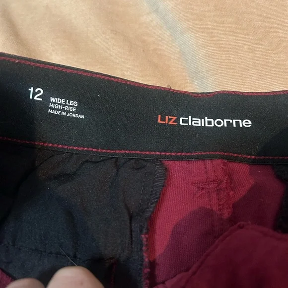 Liz Claiborne Burgundy Wide Leg Trousers - Picture 2 of 2